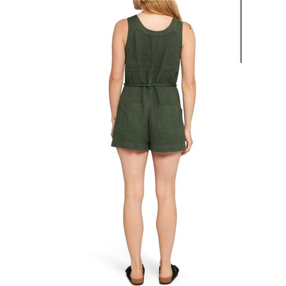 Joie Priya Waist Linen Romper in Jungle Green Size M Resort Wear Casual NWT - Picture 3 of 12